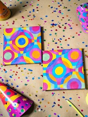 Abstract Rainbow Coaster Set